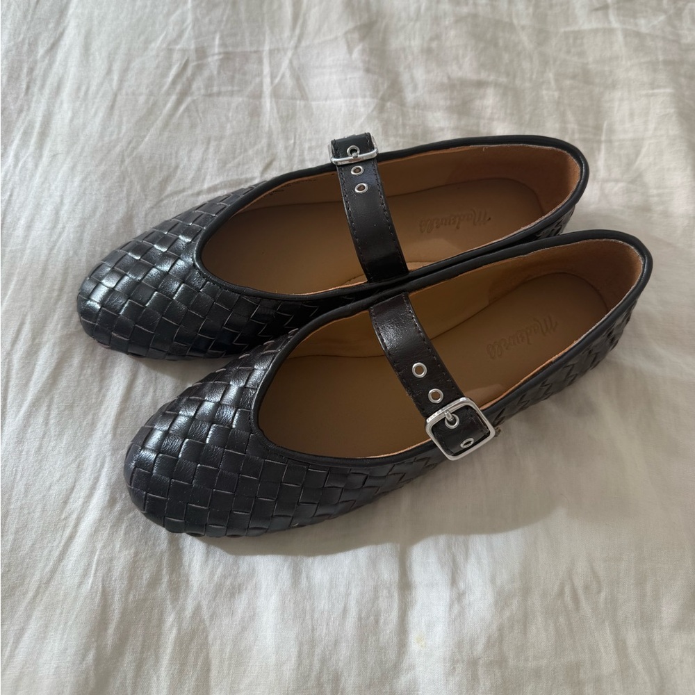 Madewell Black Woven Leather Flats